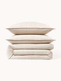 Housse de couette en flanelle Noelle, Beige clair, blanc, larg. 200 x long. 200 cm