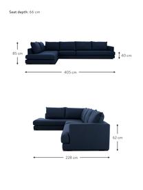 XXL-Ecksofa Tribeca in Dunkelblau, Bezug: 100% Polyester Der hochwe, Gestell: Massives Buchenholz, Webstoff Dunkelblau, B 405 x T 228 cm