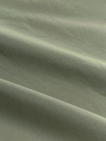 Gewassen katoenen dekbedovertrek Florence met franjes in groen, Weeftechniek: perkal Draaddichtheid 180, Groen, 200 x 200 cm + 2 kussens 60 x 70 cm