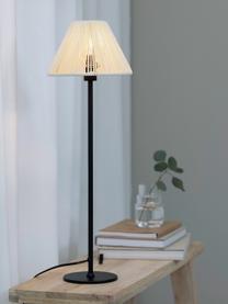 Grote nachtlampje Corda met vlechtwerk, Lampenkap: papier-vlechtwerk, Beige, zwart, Ø 20 x H 62 cm
