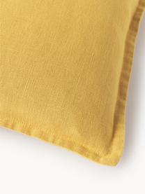 Housse de coussin pur lin jaune Lanya, 100 % pur lin, Jaune, larg. 60 x long. 60 cm