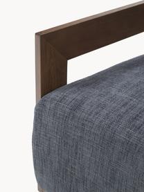 Loungefauteuil Cooper, Bekleding: 97% polyester, 3% linnen , Frame: massief essenhout, multip, Poten: eikenhout, Geweven stof donkerblauw, B 71 x D 98 cm