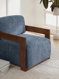 Sillón Cooper, Estructura: madera maciza de fresno, , Patas: madera de roble, Tejido azul oscuro, An 71 x F 98 cm