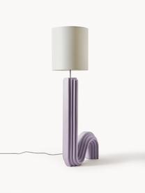 Lampada da terra di design Luomo, Paralume: tessuto di lino, Bianco latte, lavanda, Alt. 153 cm