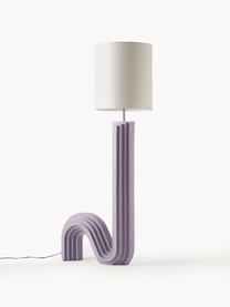 Design Stehlampe Luomo, Lampenschirm: Leinenstoff, Lampenfuß: Harz, lackiert, Off White, Lavendel, H 153 cm