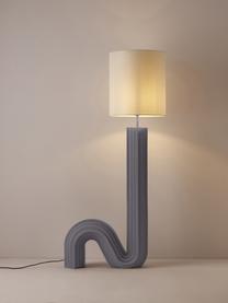 Design vloerlamp Luomo, Lampenkap: linnen, Lampvoet: kunsthars, gelakt, Wit, lila, B 72 x H 153 cm