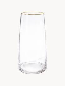 Mundgeblasene Glas-Vase Myla, Glas, Transparent mit Goldrand, Ø 14 x H 28 cm