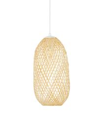 Petite suspension en bambou Jess, Abat-jour : bambou Rosace et corps de lampe : blanc, mat Câble : blanc, Ø 23 cm x haut. 43 cm