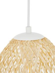 Petite suspension en bambou Jess, Abat-jour : bambou Rosace et corps de lampe : blanc, mat Câble : blanc, Ø 23 cm x haut. 43 cm