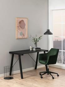 Fauteuil de bureau en velours Nora, hauteur ajustable, Vert forêt, noir, larg. 58 x prof. 58 cm