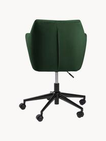 Fluwelen bureaustoel Nora, in hoogte verstelbaar, Bekleding: polyester (fluweel), Frame: gepoedercoat metaal, Fluweel bosgroen, B 58 x D 58 cm