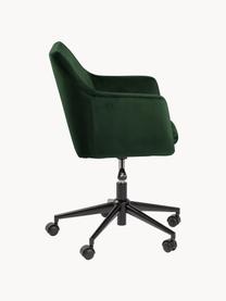 Fluwelen bureaustoel Nora, in hoogte verstelbaar, Bekleding: polyester (fluweel), Frame: gepoedercoat metaal, Fluweel bosgroen, B 58 x D 58 cm