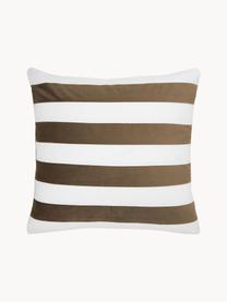 Housse de coussin 45x45 en lin et velours Maui, Beige, blanc, larg. 45 x long. 45 cm