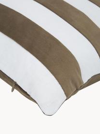 Kussenhoes Maui van een fluweel-linnen mix in taupe/wit, Taupe, wit, B 45 x L 45 cm