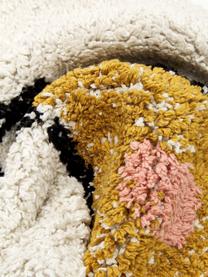 Kussenhoes Bereber met ethnisch patroon en kwastjes, 100% katoen, Wit, zwart, mosterdgeel, 30 x 60 cm
