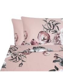 Parure letto in raso di cotone Blossom, Rosa, 240 x 300 cm + 2 federe 50 x 80 cm