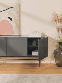 Modernes Sideboard Anders mit 3 Türen in Grau, Korpus: Mitteldichte Holzfaserpla, Füße: Metall, pulverbeschichtet, Grau, 160 x 79 cm