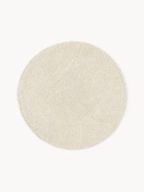 Alfombra redonda artesanal de pelo corto con materiales reciclados Eleni, Parte superior: 100% poliéster, Blanco Off White, Ø 150 cm (Tamaño M)