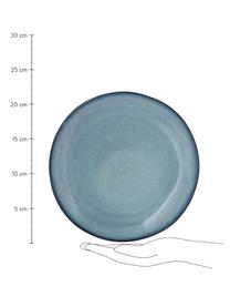 Handgemachter Steingut-Frühstücksteller Sandrine in Blautönen, Steingut, Blautöne, Ø 22 x H 2 cm