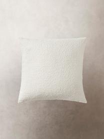 Housse de coussin 50x50 tissu bouclé blanc Coda, 97 % polyester, 3 % acrylique, Blanc, larg. 50 x long. 50 cm