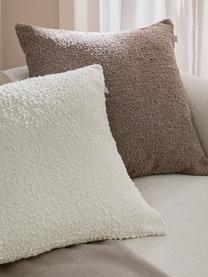 Housse de coussin 50x50 tissu bouclé blanc Coda, 97 % polyester, 3 % acrylique, Blanc, larg. 50 x long. 50 cm