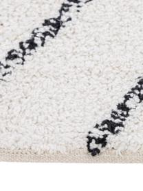 Tappeto in cotone con motivo boho Firre, 95% cotone, 5% altra fibra, Bianco latteo, nero, Larg. 200 x Lung. 300 cm (taglia L)