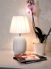 Lámpara de mesa de vidrio Cornelia, Pantalla: poliéster, Cable: plástico, Blanco perla, blanco, Ø 25 x Al 42 cm
