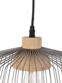 Hanglamp Birdy uit rotan, Lampenkap: rotan, metaal, Baldakijn: gelakt metaal, Lampenkap: rotan, lichtgrijs.  Bevestiging: rubberhoutkleurig, Ø 38  x H 27 cm