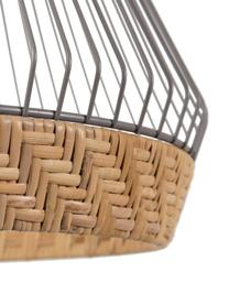 Lampa wisząca z rattanu Birdy, Klosz: rattan, jasny szary Osłona mocowania sufitowego: drewno kauczukowe, Ø 38 x W 27 cm