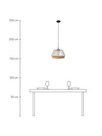 Závesná lampa z ratanu Birdy, Tienidlo: ratan, svetlosivá Závesná časť: kaučukovníkové drevo, Ø 38 x V 27 cm