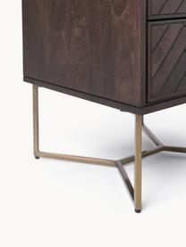 Noční stolek z mangového dřeva se vzorem rybí kosti Luca, Mangové dřevo, zlatá, Š 45 cm, V 57 cm