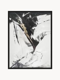 Ingelijste canvasdoek Tranquillizing, Lijst: hout, Zwart, wit, goud, B 62 x H 82 cm