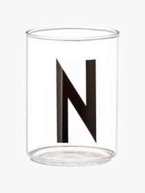 Bicchiere di design in vetro con lettera Personal (varianti dalla A alla Z), Vetro borosilicato, Trasparente, nero, Bicchiere per l'acqua A, 300 ml