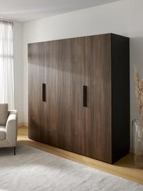 Modularer Drehtürenschrank Simone, 200 cm Breite, mehrere Varianten, Korpus: Spanplatte, melaminbeschi, Walnussholz-Optik, Schwarz, Basic Interior, B 200 x H 200 cm