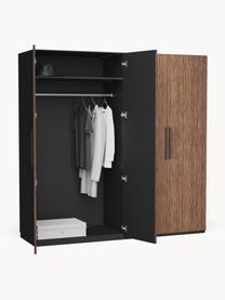 Modularer Drehtürenschrank Simone, 200 cm Breite, mehrere Varianten, Korpus: Spanplatte, melaminbeschi, Walnussholz-Optik, Schwarz, Basic Interior, B 200 x H 200 cm