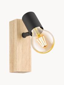 Nastavitelné nástěnné svítidlo z dřeva Townshend, Černá, světlé dřevo, H 9 cm, V 17 cm