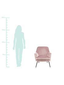 Fluwelen fauteuil Chisa, Bekleding: polyester (fluweel), Poten: gepoedercoat metaal, Fluweel roze, B 68 x D 73 cm