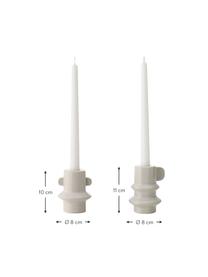 Set de candelabro de gres Hildur, 2 uds., Gres esmaltado, Blanco crudo, moteado, Set de tamaños diferentes