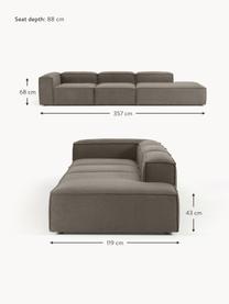 Modulaire XL chaise longue Lennon uit bouclé, Bekleding: bouclé (100% polyester) M, Frame: massief grenenhout, multi, Poten: kunststof Dit product is , Bouclé greige, B 357 x D 119 cm, armleuning rechts