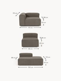 Modulaire XL chaise longue Lennon uit bouclé, Bekleding: bouclé (100% polyester) M, Frame: massief grenenhout, multi, Poten: kunststof Dit product is , Bouclé greige, B 357 x D 119 cm, armleuning rechts