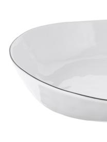 Ručně vyrobené porcelánové misky Salt Ø 20 cm, 2 ks, Porcelán, Tlumeně bílá, s černým okrajem, Š 20 cm, V 4 cm
