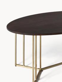 Mesa de comedor ovalada de madera de mango Luca, tamaños diferentes, Tablero: madera de mango maciza ce, Estructura: metal con pintura en polv, Madera de mango, dorado, An 240 x F 100 cm