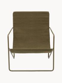 Fauteuil lounge Desert, Tissu vert olive, larg. 63 x prof. 66 cm