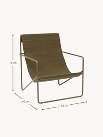 Fauteuil lounge Desert, Tissu vert olive, larg. 63 x prof. 66 cm