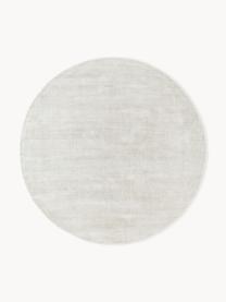 Alfombra redonda artesanal de viscosa Jane, Parte superior: 100% viscosa, Reverso: 100% algodón, Blanco Off White, Ø 300 cm (Tamaño XXL)
