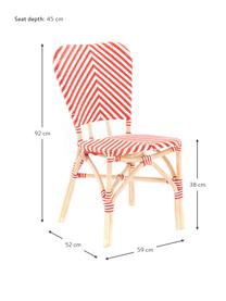 Sedia da giardino Bistrot, Rivestimento: tessuto intrecciato, Struttura: rattan, Rosso, bianco, Larg. 59 x Prof. 52 cm