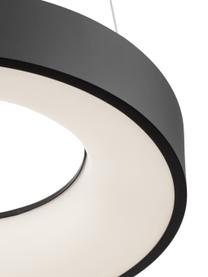 Dimbare LED hanglamp Rando in zwart, Lampenkap: gecoat aluminium, Diffuser: acryl, Baldakijn: gecoat aluminium, Zwart, Ø 38 x H 6 cm