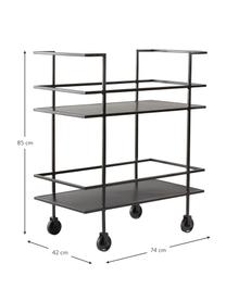 Metalen barcart Lunavale in zwart, Gecoat metaal, Zwart, B 74 x H 85 cm