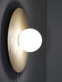 Applique effetto legno con spina Starling, Paralume: vetro opalino, Marrone, Ø 33 x Alt. 14 cm