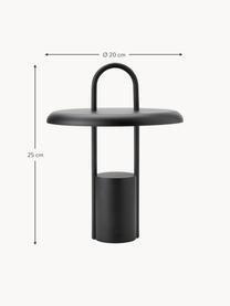 Lámpara de mesa LED para exteriores regulable Pier, con puerto USB, Lámpara: hierro recubierto, Cable: plástico, Negro, Ø 20 x Al 25 cm